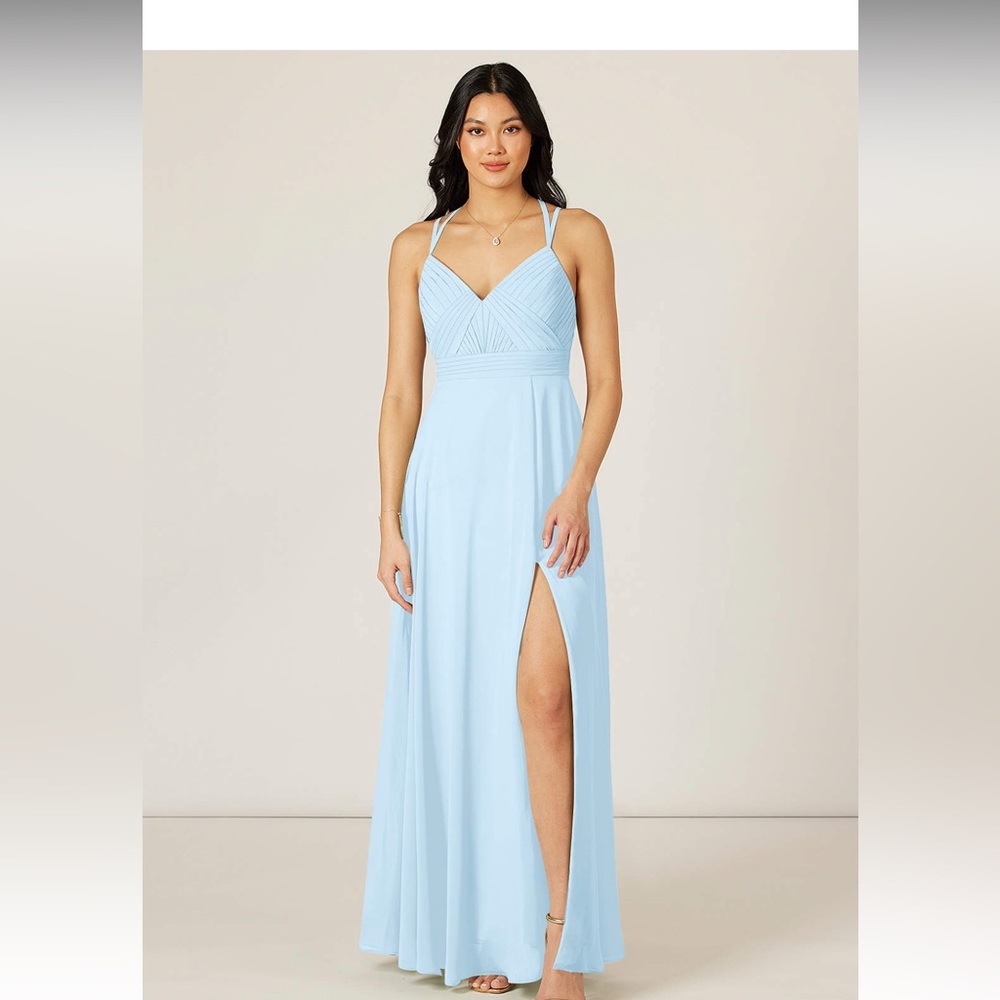 Azazie sky blue dress